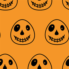Vector Happy Halloween seamless pattern,classic bundle icons, doodles element for Halloween design. Set of Halloween silhouettes. Black and white