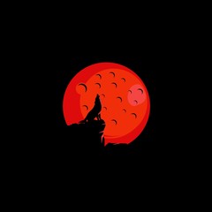 bloodmoon wolf logo design