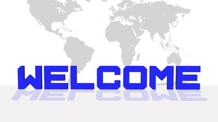 Welcome - 3D text in blue -  isolated on white background - 3D illustration