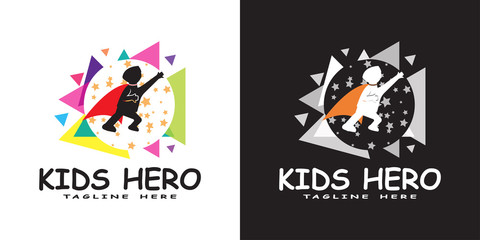 child hero logo , kids dream icon -vector