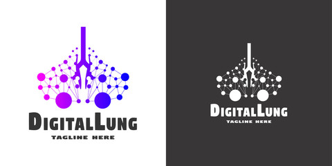 lung logo design, technology healthcare and medical icon -vector