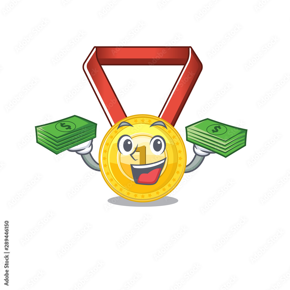 Wall mural With money bag toy gold medal shaped on mascot