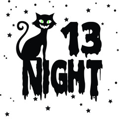 Night Cat Art, vector illustration