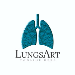 lung logo with art design, healthcare and medical icon -vector