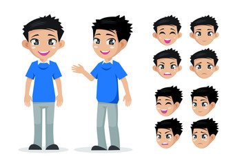 Boy face, front, side.