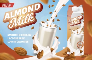 Almond Milk Horizontal Banner Fortified Diet Drink