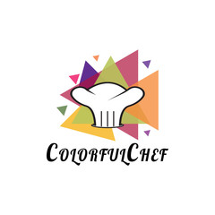 Food logo, colorful chef hat icon concept -vector