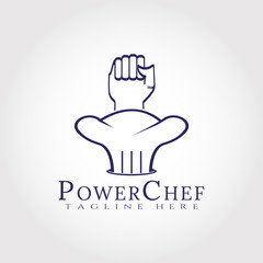 Food logo, power chef icon concept -vector
