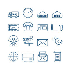 Vector outline post office icons collection. Thin line icons for web, print, mobile apps design - 289448715