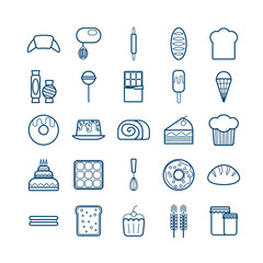 Set of bakery and pastry linear modern icons. Modern vector icons for web design - 289448755