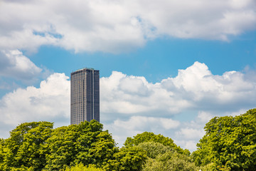 Montparnasse Tower seen from the Luxembourg Gardens in Paris France