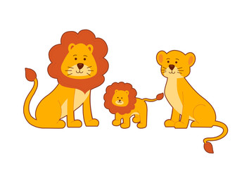 Family of cute lions - 289451150