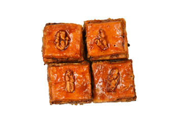 Tasty baklava isolated on white background.
