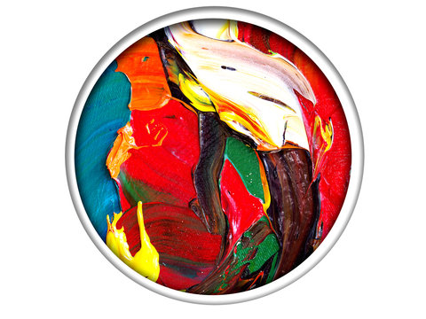  Circle colorful oil painting abstract background with texture.   