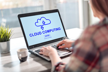 Cloud computing concept on a laptop screen