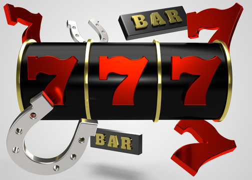 Slots Symbols with Slot Machine Reel Casino 3D Render