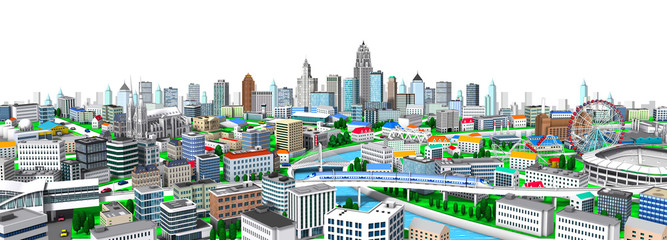 Fototapeta na wymiar Urban cityscape with 3D rendering 