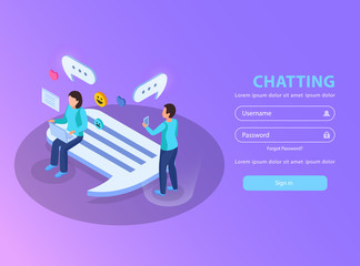 Chatting Isometric Web Page Background