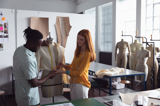 Young students working on a project at a fashion college
