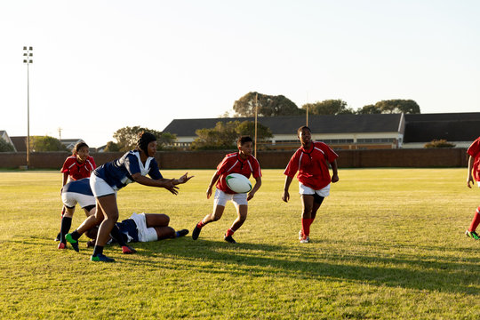 Young adult female rugby match