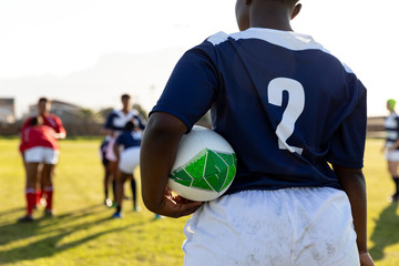 Young adult female rugby match