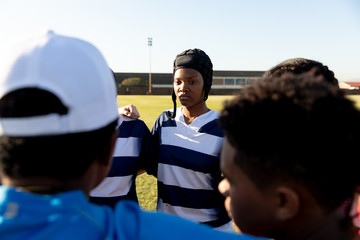 Young adult female rugby match