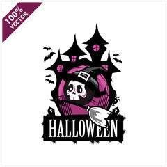 Halloween Skull Castle Vector Logo