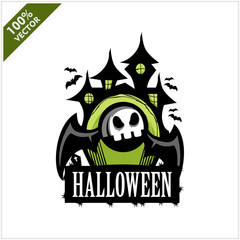 Halloween Skull Castle Vector Logo