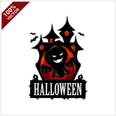 Halloween Skull Castle Vector Logo
