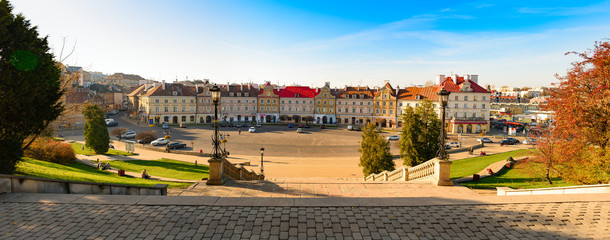 Panorama of square in beautiful Polish city of Lublin - obrazy, fototapety, plakaty