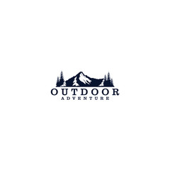 Outdoor mountain nature logo - adventure wildlife pine tree forest design