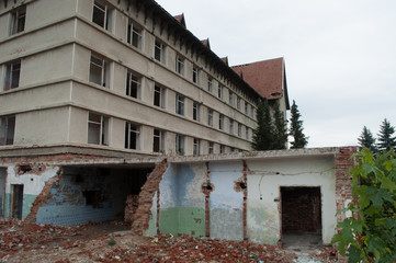Old ruined abandoned office building