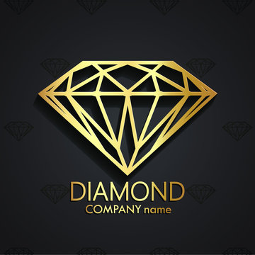 diamond shape 3d golden logo