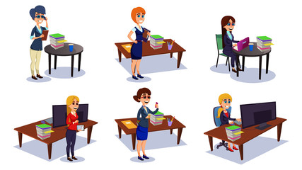 Woman Character Working at Office, Secretary.