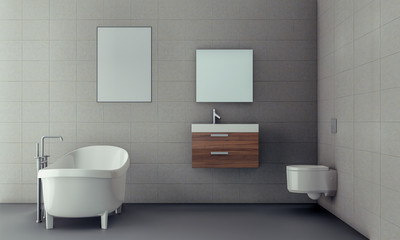 interior of modern bathroom, 3d rendering
