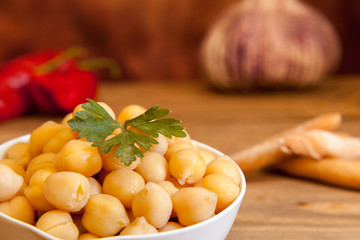 cooked chickpeas close-up