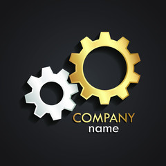 3d gold silver gears logo
