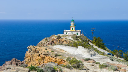 Fototapeta na wymiar South lighthouse on Santorini island