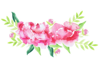 pink peony flower greeting graphic watercolour