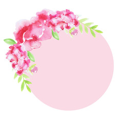 watercolour peonies with round graphics