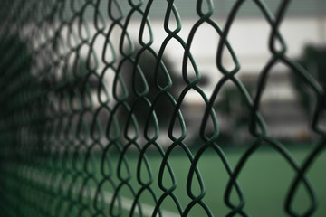 The fence on the inside has a lawn.