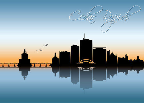 Cedar Rapids skyline - Iowa - United States of America, USA - vector illustration