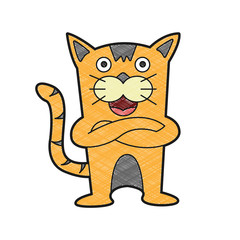 cat character design vector with texture colors