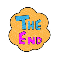 the end text design vector with texture colors
