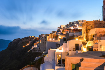 Oia village in Santorini in the evening, Greece