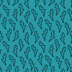 Vector seamless bolt pattern in blue. Simple doodle shape made into repeat. Great for background, wallpaper, wrapping paper, packaging, fashion.