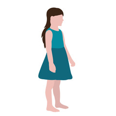  isolated, in flat style child, little girl stands