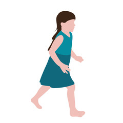 vector, isolated, in flat style child, little girl runs
