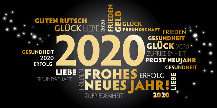 2020 Neujahrsgruss schwarz und gold - Wünsche auf deutsch