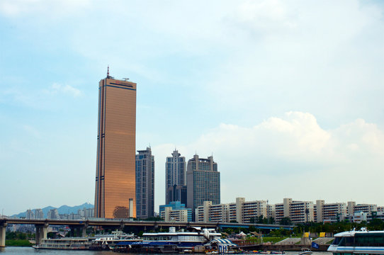View to 63 building from the Hang river